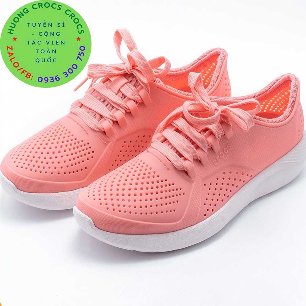 Giày nhựa đi mưa crocs literide pacer cho nữ màu hồng cam