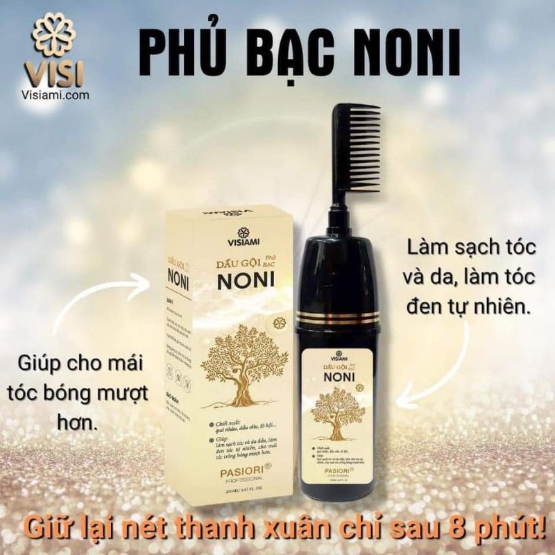 Dầu gội phủ bạc noni biotin collagen 200ml | dầu gội đen tóc tinh chất thảo dược
