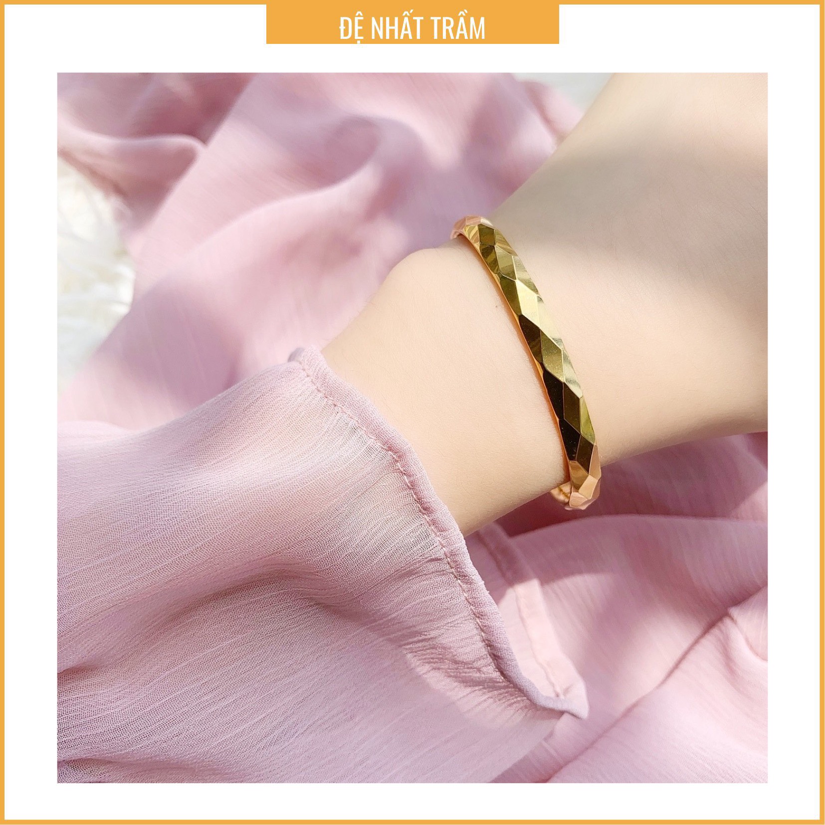 Lắc Tay Nữ Khắc Kim Cương Xi Vàng 18K Cao Cấp Không Đen, Vòng Đeo Tay Nữ Vát Kim Cương Hàn Quốc, Lắc Tay Thời Trang, Sành Điệu, Trẻ Trung