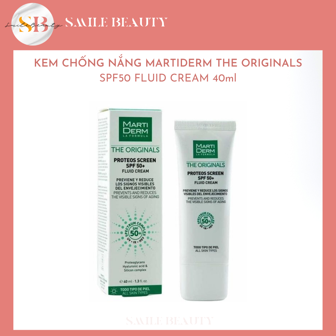 Kem chống nắng phổ rộng chống lão hoá, ngừa thâm nám Martiderm The Originals SPF50 Fluid Cream 40ml