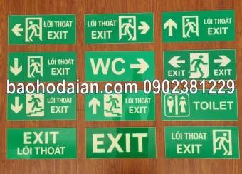 Biển báo dạ quang UV thoát hiểm exit dán tường - nhiều mẫu