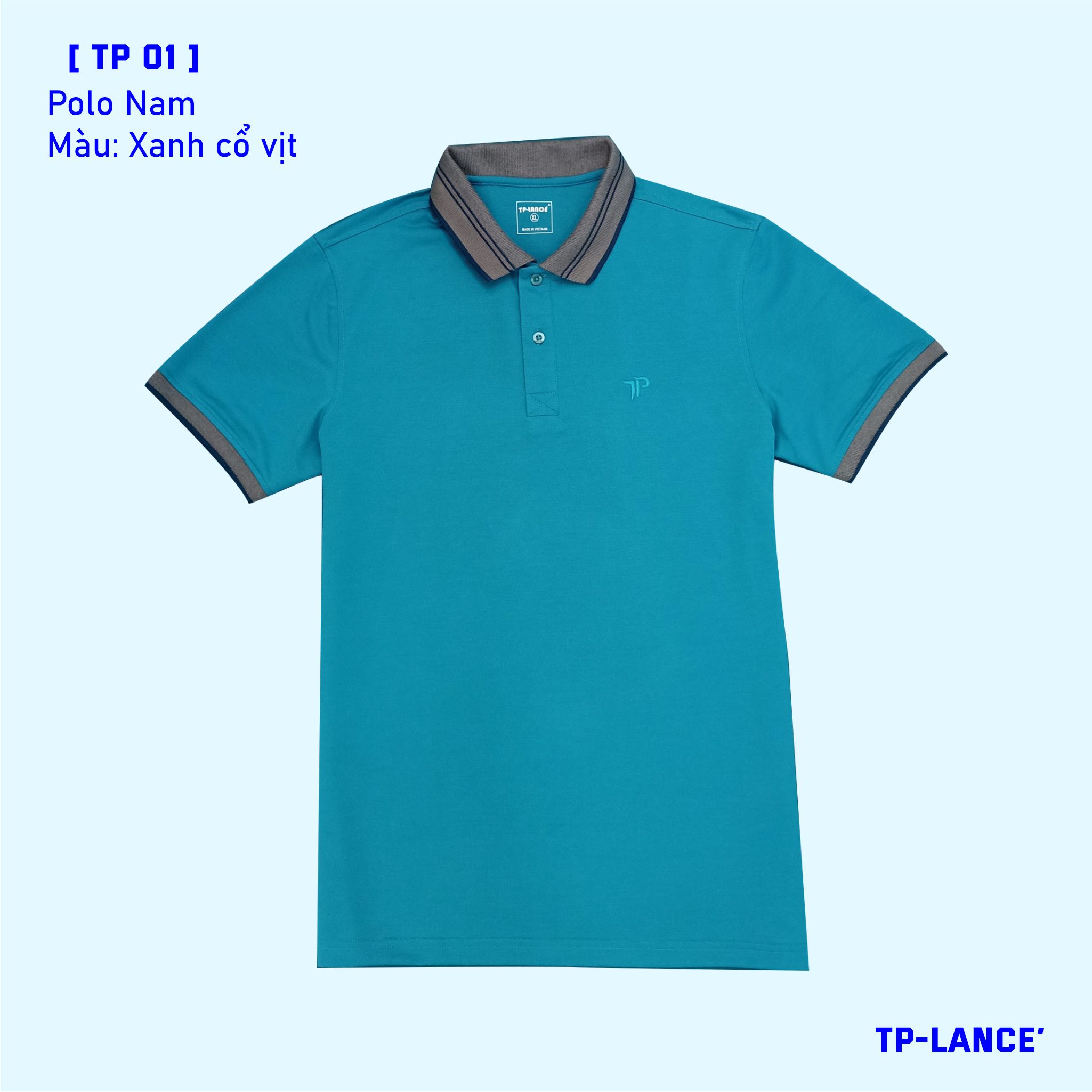 [ MÀU XANH CỔ VỊT ] ÁO POLO CỔ BẺ TP-LANCÉ form Basic, phối bo cổ - chất liệu cotton pha
