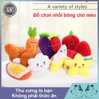 Đồ chơi nhồi bông cho cún cưng nhai hình cà rốt chuối xương âm thanh vui tai