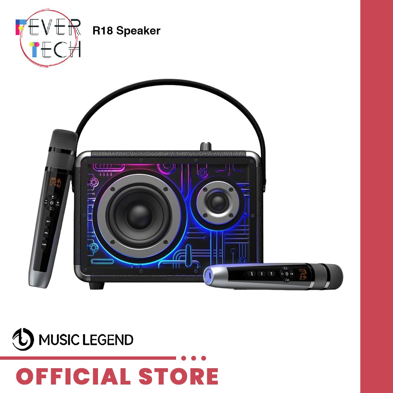 Music Legend R18 Speaker With Microphones: Compact, Clear Sound