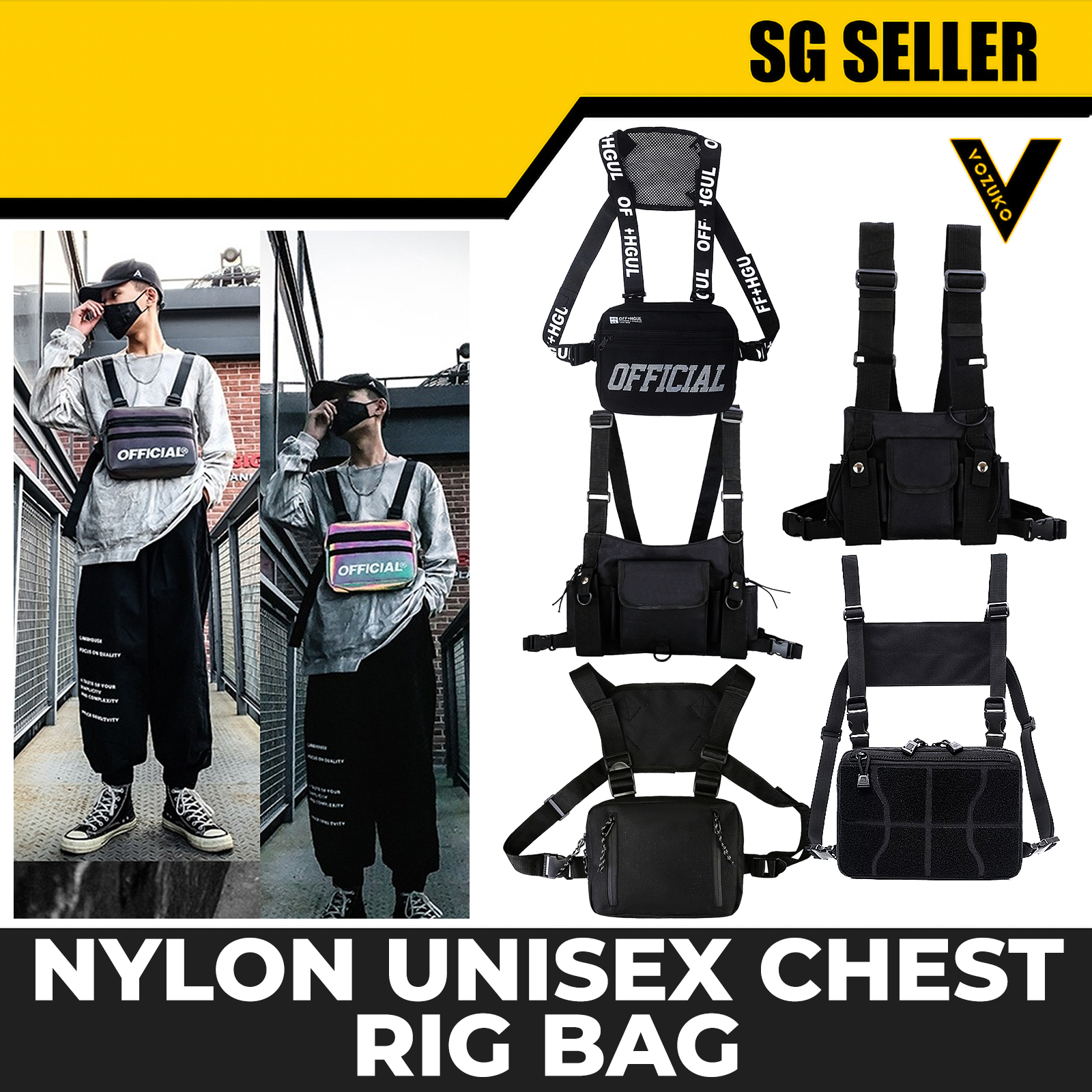 Cheap Black Tactical Bag Men Nylon Chest Rig Bag Hip Hop Streetwear  Functional Boy Chest Rig Kanye West Wist Pack Tactical Waist Pack