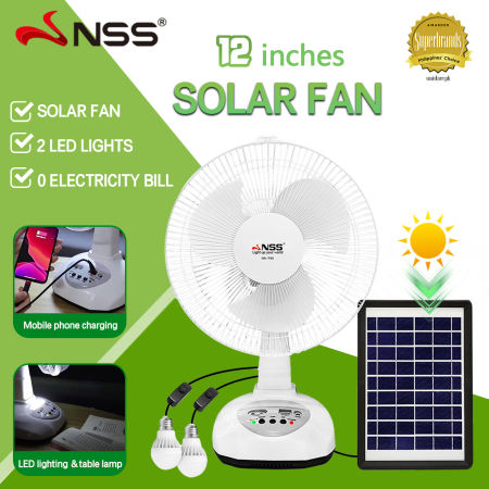 NSS Solar Electric Fan - Rechargeable 14" Promo Sale