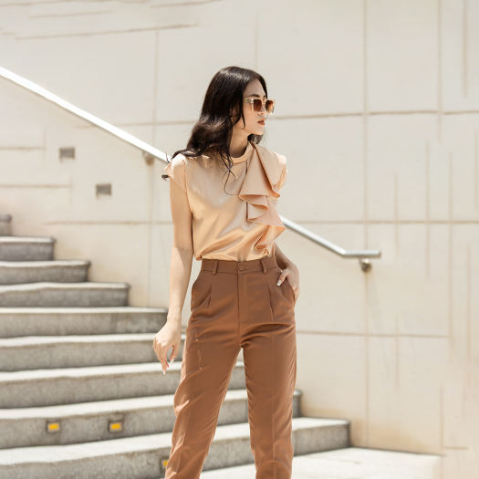 Áo kiểu nữ công sở thời trang Eden tay cánh dơi phối bèo - ASM148