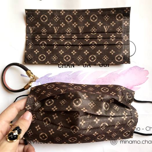 Khẩu Trang LV Kháng Khuẩn Set 10 chiếc  Hoạ Tiết Sang Chảnh 3 Màu Nâu/Đen/Trắng Chống ước dễ thở