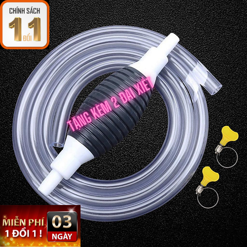 [ XÃ HÀNG ] Dụng Cụ Bơm Hút xăng Dầu , Nước, Các Loại Chất Lỏng Đa Năng, Ống Hút  Dầu Chất Lỏng Bóp Tay, Hút Nước Bể Cá Tiện Dụng Kèm 2 Khóa Dây Dài 1M.
