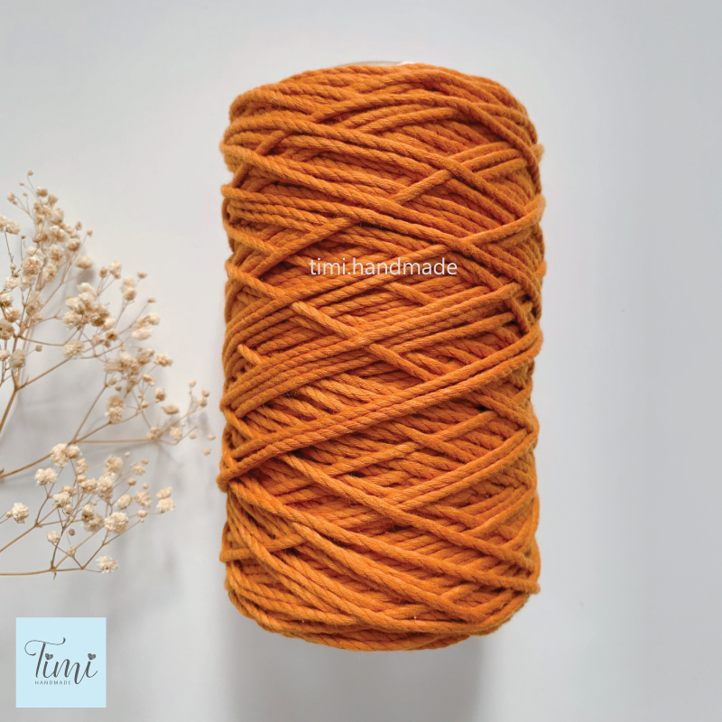 Dây thừng macrame cotton màu CAM CHÁY size 3mm/5mm mềm mịn