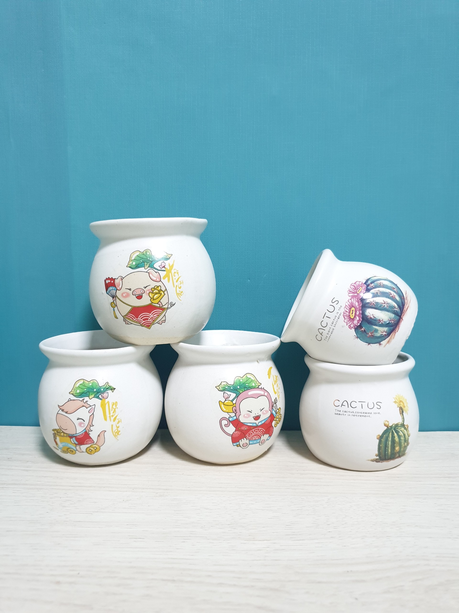 Chậu trồng cây Gốm Bát TRàng, chậu hũ mini trồng sen đá