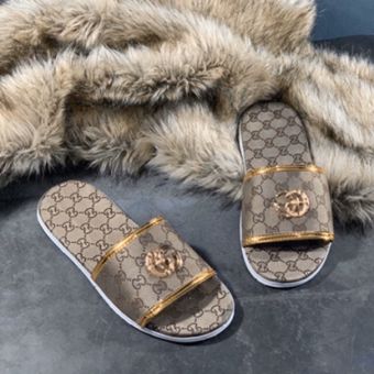 Dép quai ngang GG nam vàng