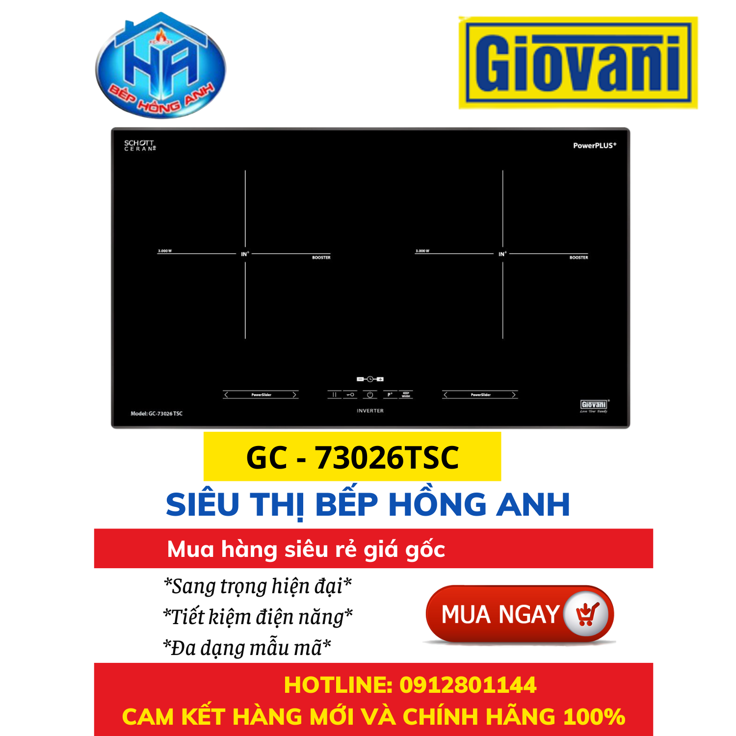 Bếp Từ Giovani GC - 73026TSC - Sang Trọng Hiện Đại - Hàng Chính Hãng