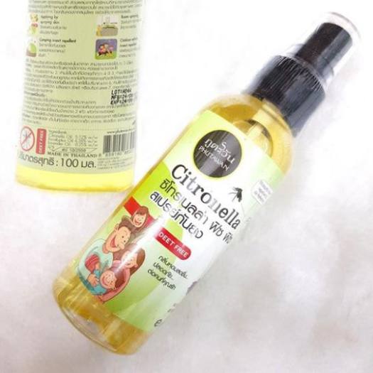 Tinh dầu xịt chống muỗi, côn trùng Phutawan Citronella Thái Lan 100ml