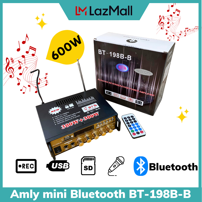  Âm ly mini Amply karaoke Bluetooth gia đình Amly Mini Bluetooth BT-298A Công Suất 2 Kênh 600W Tự Động Lọc Nhiễu và Tạp Âm  Âm Thanh Chuyên Nghiệp Công nghệ hiện đại tiện lợi - Bảo Hành Uy Tín 