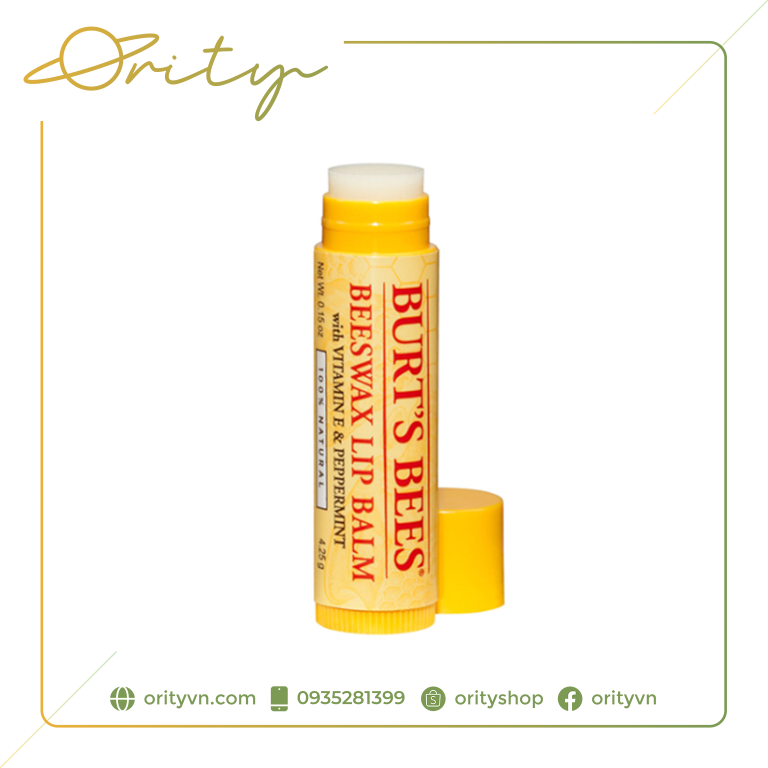 Son dưỡng môi không màu Burt's Bees Moisturing Lip Balm 100% Natural - 4.25g/thanh