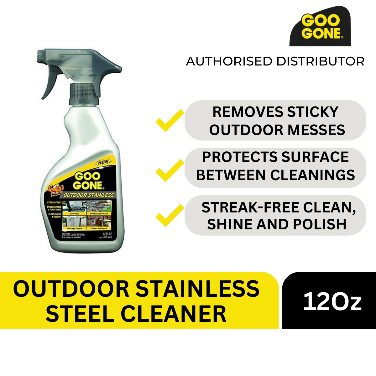 Goo Gone Outdoor Stainless Steel Grill Cleaner, 12oz