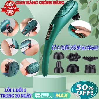 Máy massage đấm lưng cầm tay, Máy đấm lưng không dây sạc pin thiết kế độc lạ, Máy massage đấm lưng đa năng, Tốt hơn Máy đấm lưng cá heo, máy mát xa đấm lưng 6 đầu