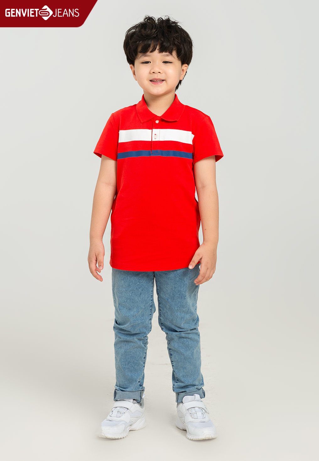 Áo polo bé trai phối kẻ ngang n5321t2088 genviet jeans