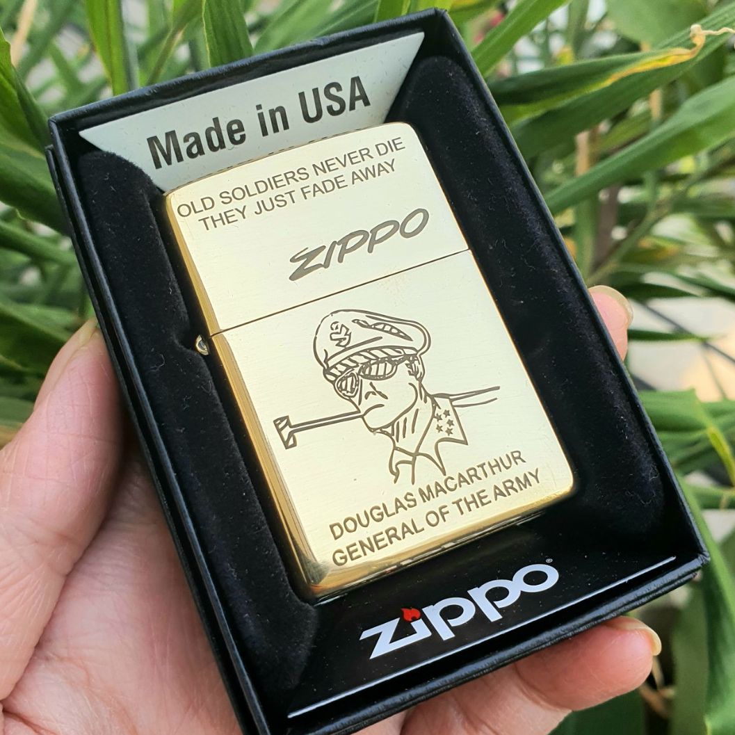 Bật Lửa Zippo Mỹ Hình Đại Tướng Quân Đội Mỹ Đời Máy La Mã ( Tặng Phụ Kiện )