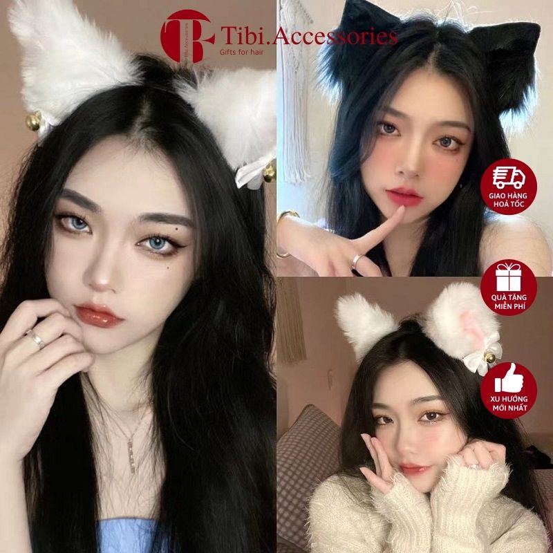 Bờm Cài Tóc Tai Mèo Có Chuông Và Nơ Cosplay Hot Trend Tiktok Xinh Xắn Băng Đô Phong Cách Hàn Quốc - Tibi.accessories