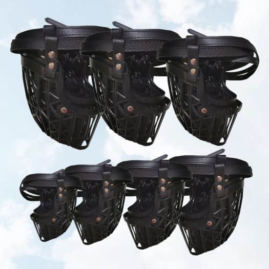 1 Bộ 7 Cái Rổ Mõm Chó Với Dây Đeo Bằng Da PU Có Thể Điều Chỉnh Nắp Che Miệng Chó Thời Trang, Chống Cắn An Toàn Dành Cho Thú Cưng D