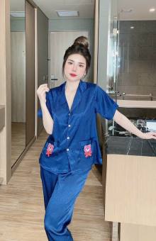 Đồ Bộ mặc nhà Pijama lụa xước ánh kim