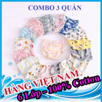 Quần bỏ bỉm Goodmama. Bỉm vải cho bé trai và bé gái 6 lớp từ 4-17kg. Combo 3 quần