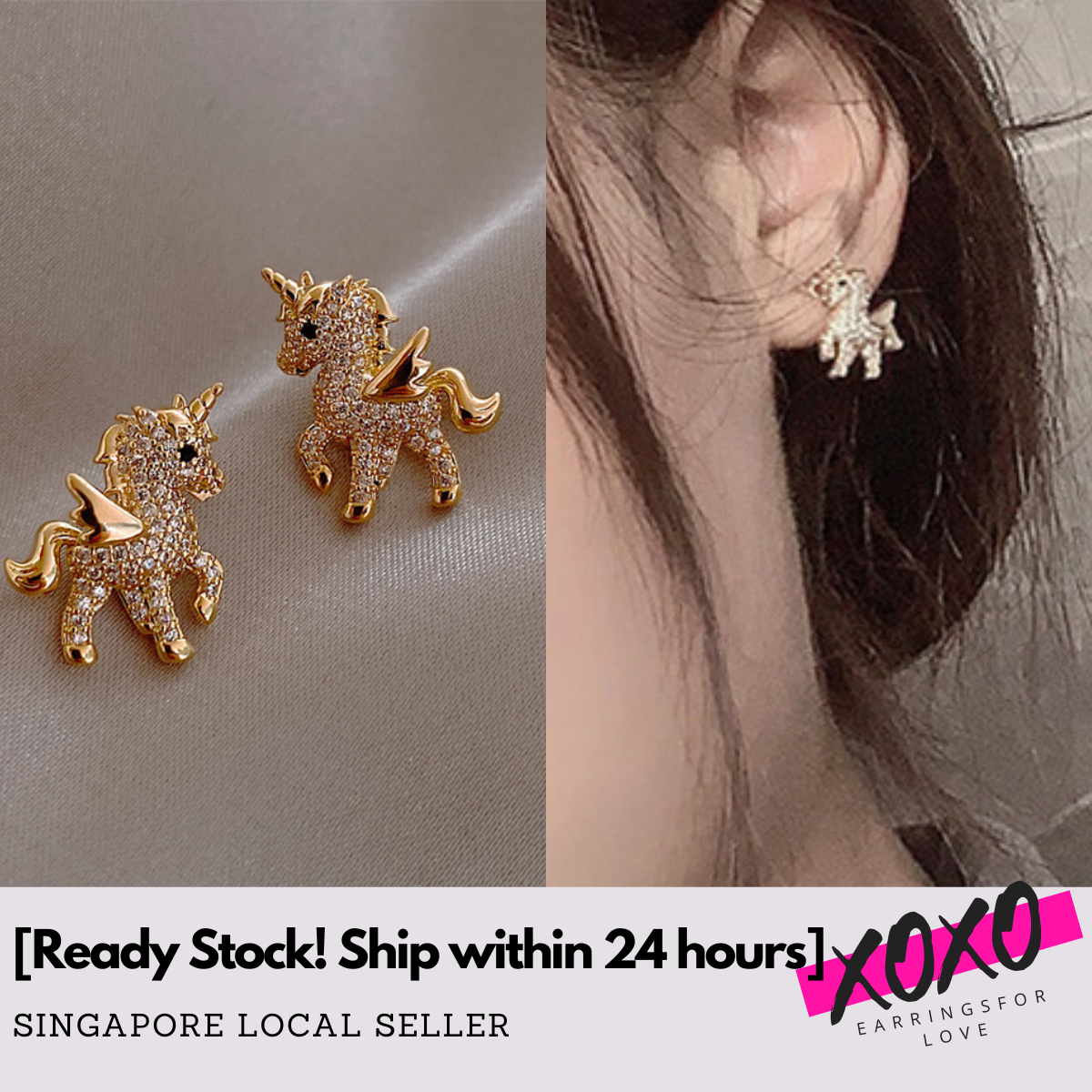 Childrens gold hot sale unicorn earrings