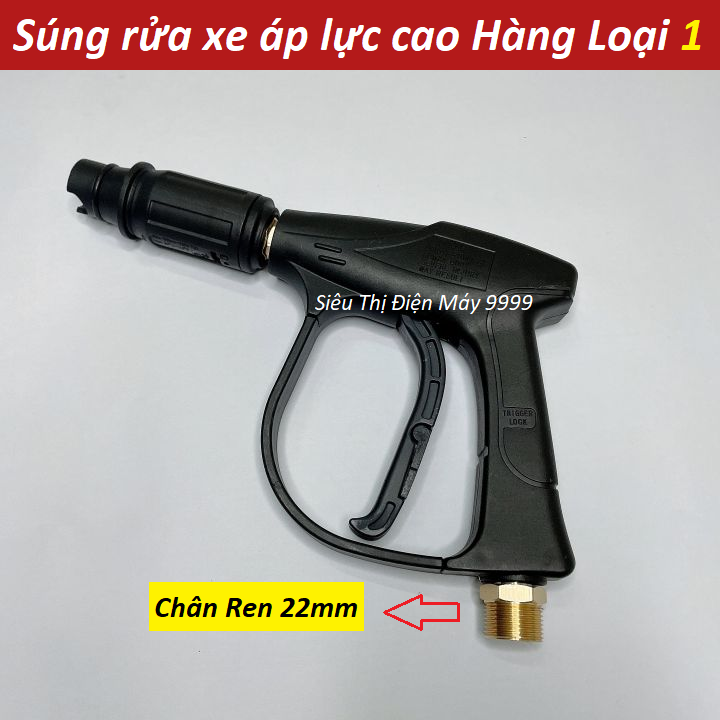 Súng xịt - súng rửa xe áp lực cao mini cho máy xịt rửa áp lực cao (Ren ngoài 22mm)