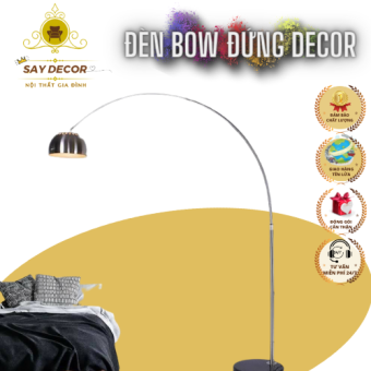 Đèn CÂY ĐỨNG Bow Decor Trang Trí Phòng Khách, Phòng Ngủ VinTage Châu Âu A41 - Tặng kèm bóng LED chống lóa