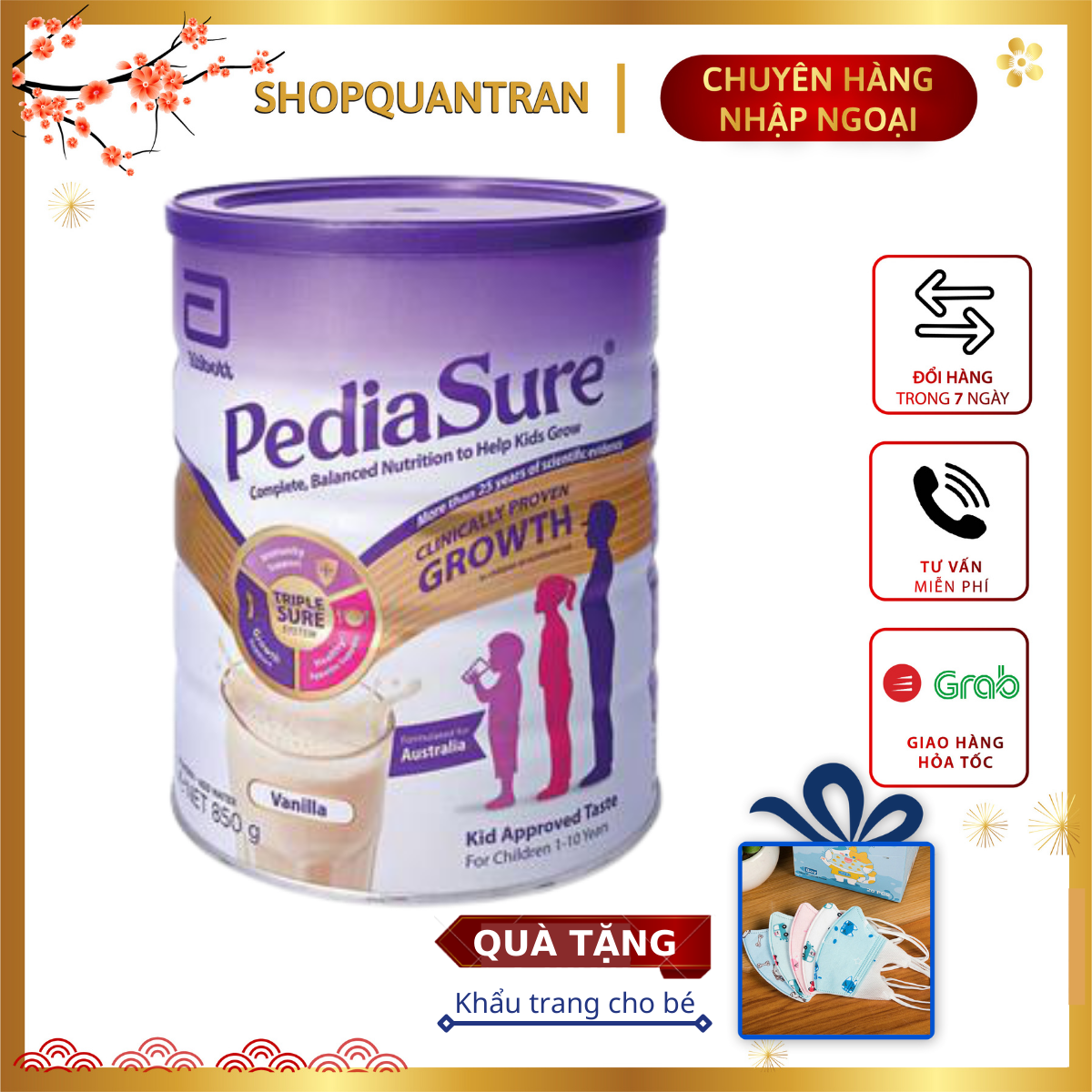 Sữa Pediasure Úc Hộp 850G Hương Vanilla Chính Hãng Giá Tốt