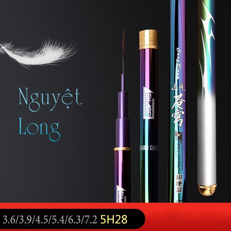 Cần câu tay nguyệt long 5h cần câu đơn 5h carbon cao cấp - cần câu đài - cần câu cá