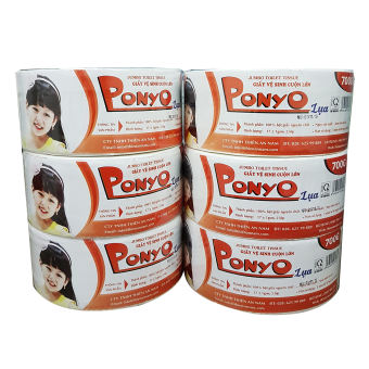 Combo 6 cuộn giấy vệ sinh cuộn lớn 700g Ponyo - Lụa