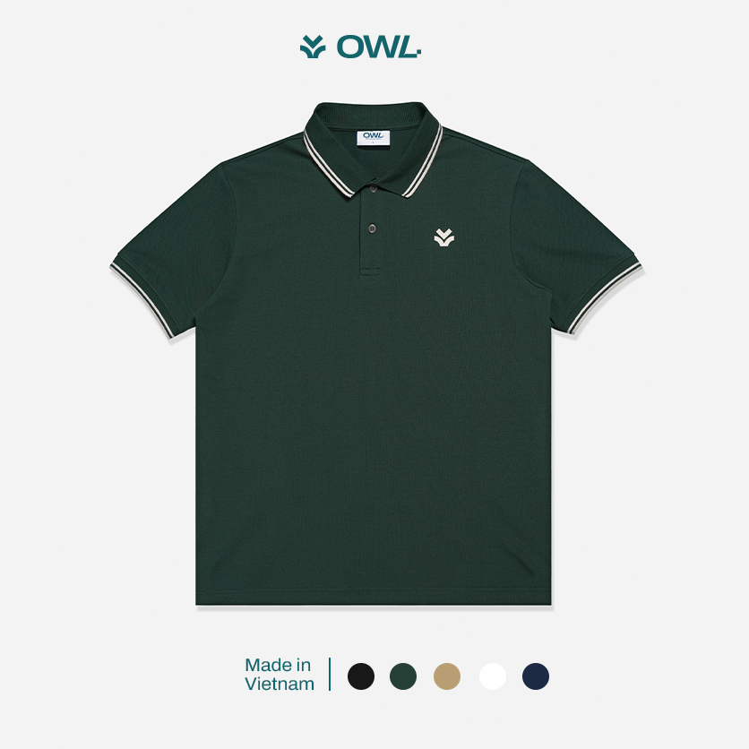 OWL BRAND® STRIPED POLO - ÁO POLO VIỀN MÀU RÊU - OWL170621