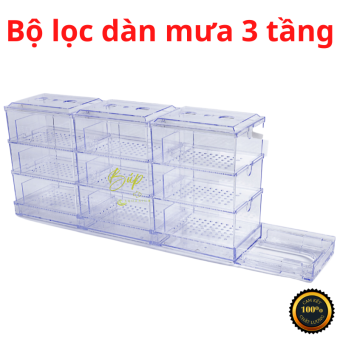 Hộp lọc dàn mưa mica 3 tầng, lọc tràn trên cho bể cá cảnh