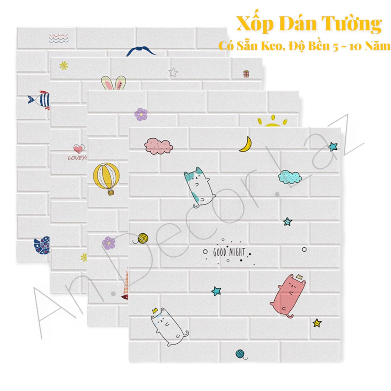 10 TẤM XỐP DÁN TƯỜNG 3D HOẠT HÌNH KÍCH THƯỚC 70x77 CM HÀNG LOẠI 1 CAO CẤP