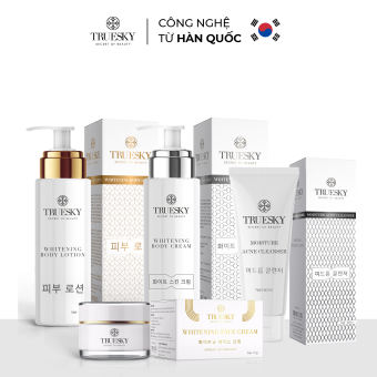 Bộ Truesky VIP03 gồm 1 kem ủ trắng da toàn thân 100ml 1 kem dưỡng trắng da toàn thân 100ml 1 kem dưỡng trắng da mặt 10g 1 sữa rửa mặt ngừa mụn 60ml