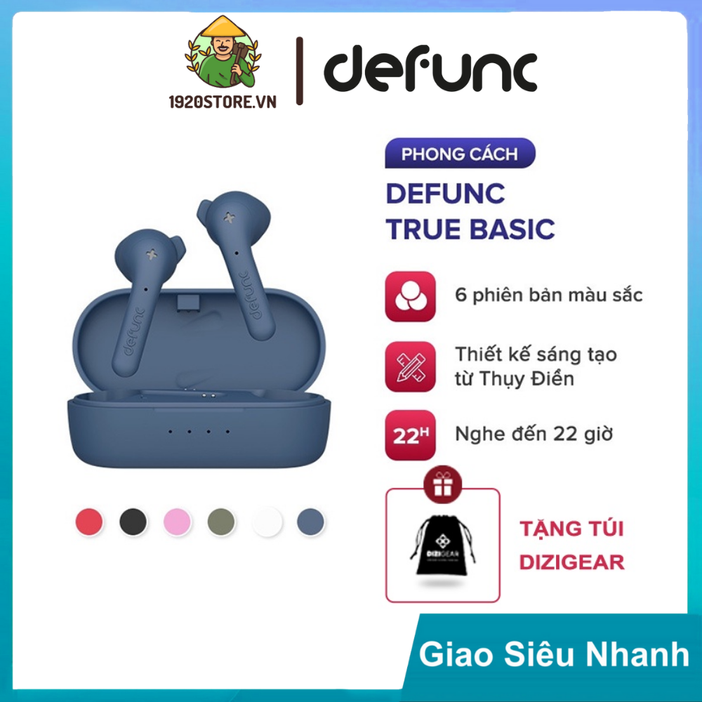 Tai nghe true wireless defunc true basic, bt 5.2, cảm ứng, kháng nước ipx4 - chính hãng bh 12 tháng