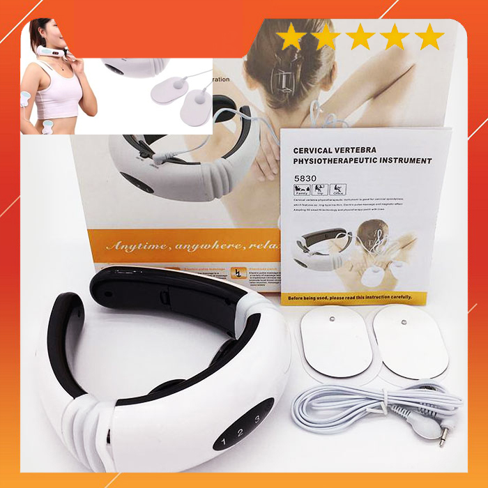 Máy massage cổ vai gáy 3d - máy mátxa cổ kèm miếng dán trị liệu vật lý đa năng - máy massage xung điện cao cấp