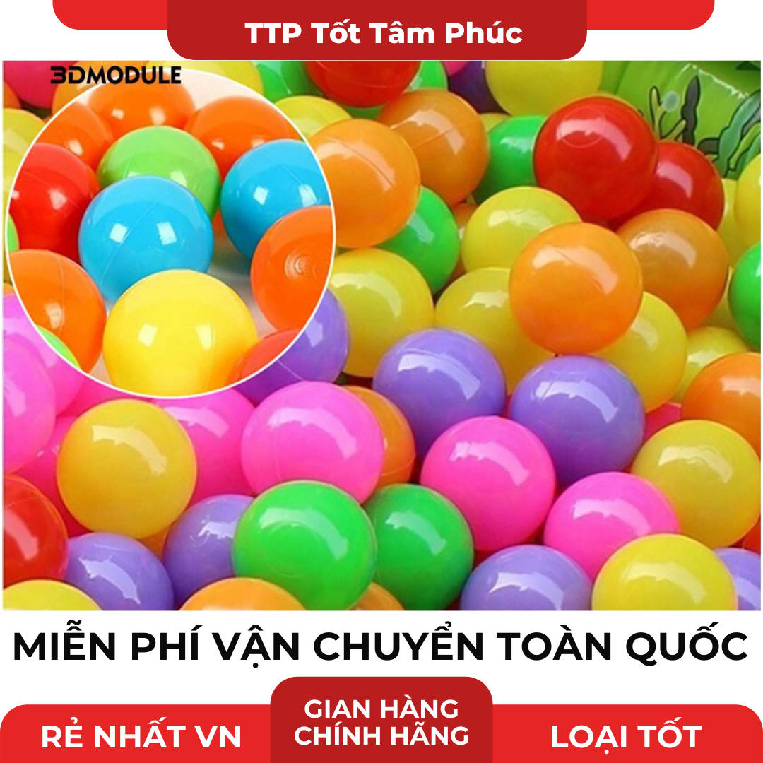 Bong Bóng Cho Bé - Combo 100 quả bóng nhựa mềm nhiều màu, chất liệu an toàn thân thiện cho bé cho bé thỏa sức vui chơi - Được phân phối giá tốt bởi TTP