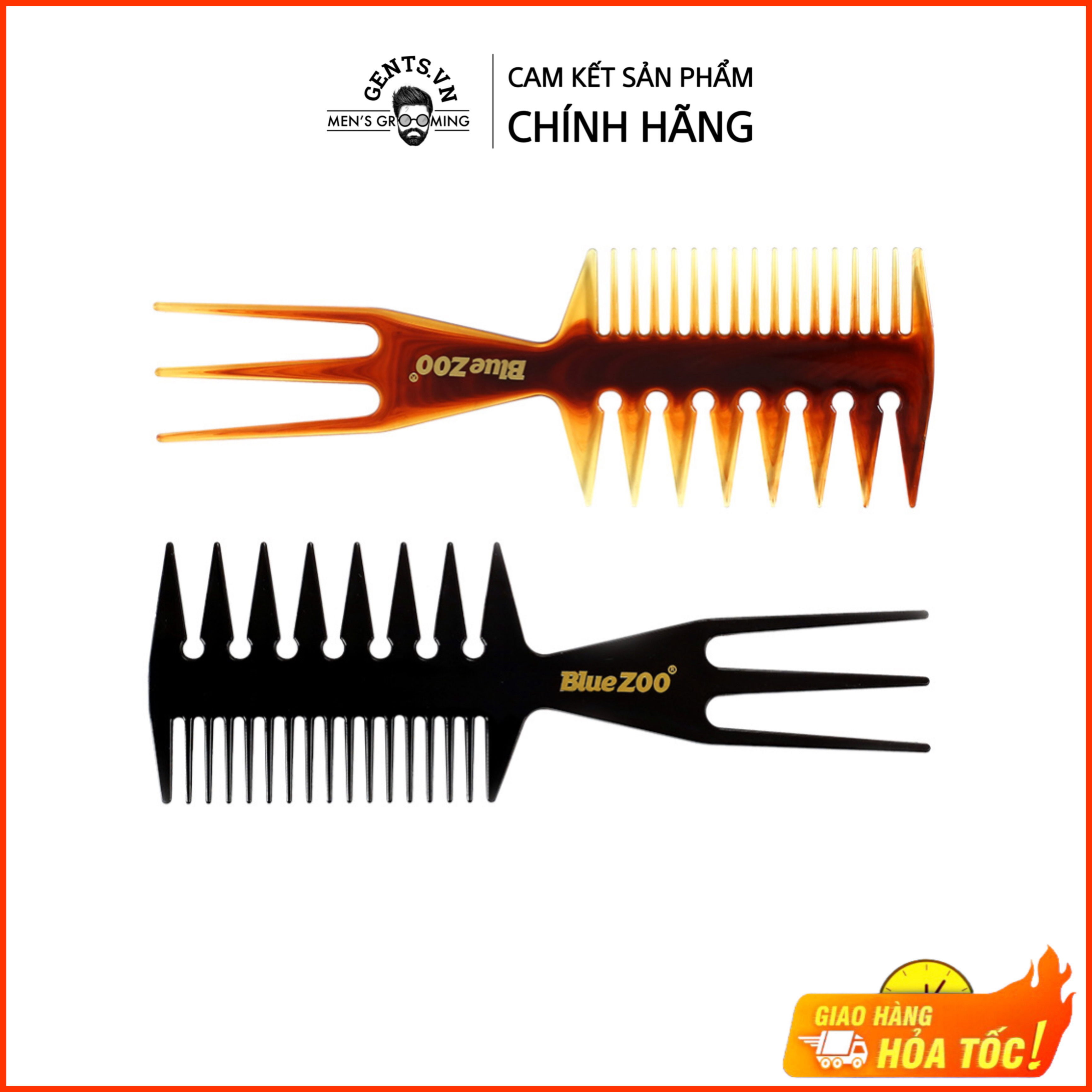 Lược xương cá tạo kiểu tóc 3in1 Trifecta Blue ZOO - Chia side, tạo texture, chải phồng màu Hổ phách / Đen