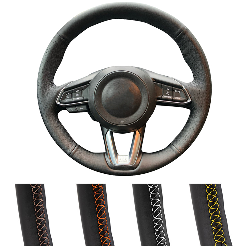 Bọc vô lăng xe hơi tự làm theo yêu cầu cho mazda cx-3 cx3 cx-5 cx5 2017 2018 mazda 6 cx-9 bọc vô lăng bằng da nguyên bản khâu tay