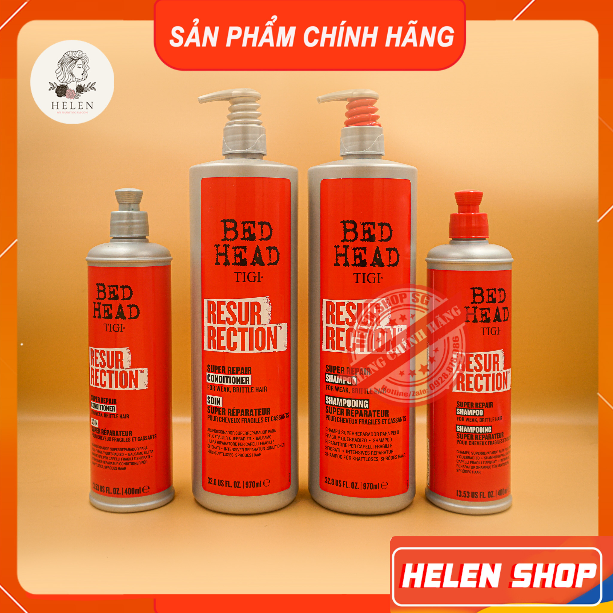Cặp gội xả tigi bed head resurrection 400-970ml - phục hồi tóc hư tổn, chăm sóc tóc nhuộm