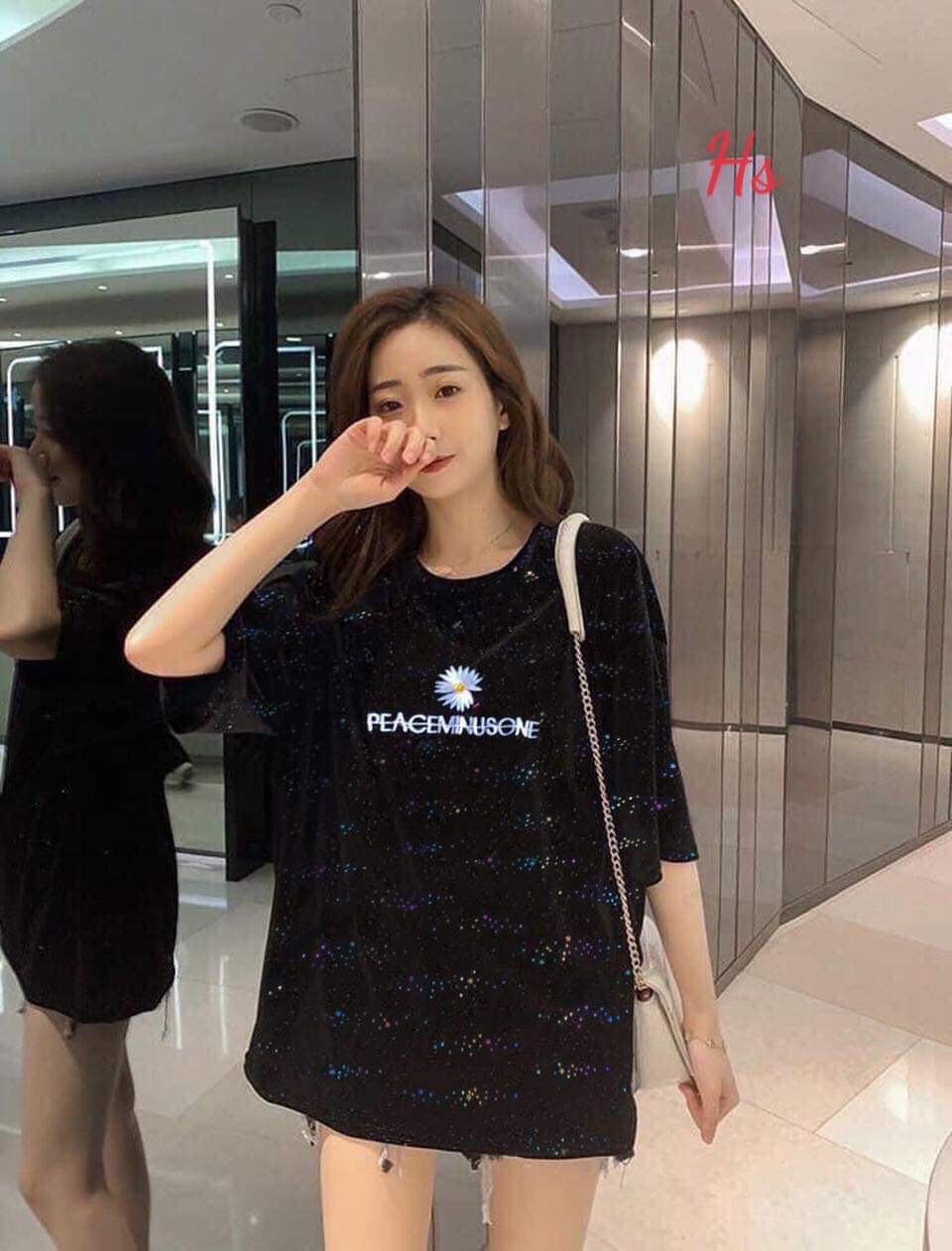 Áo kim tuyến PE hoa cúc, Chất liệu cotton 4 chiều, Thời trang nữ, Áo thun, Áo đẹp