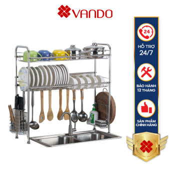 Giá kệ để bát đĩa, dao, thớt CAO CẤP trên bồn rửa bát VANDO 1 tầng, 2 tầng