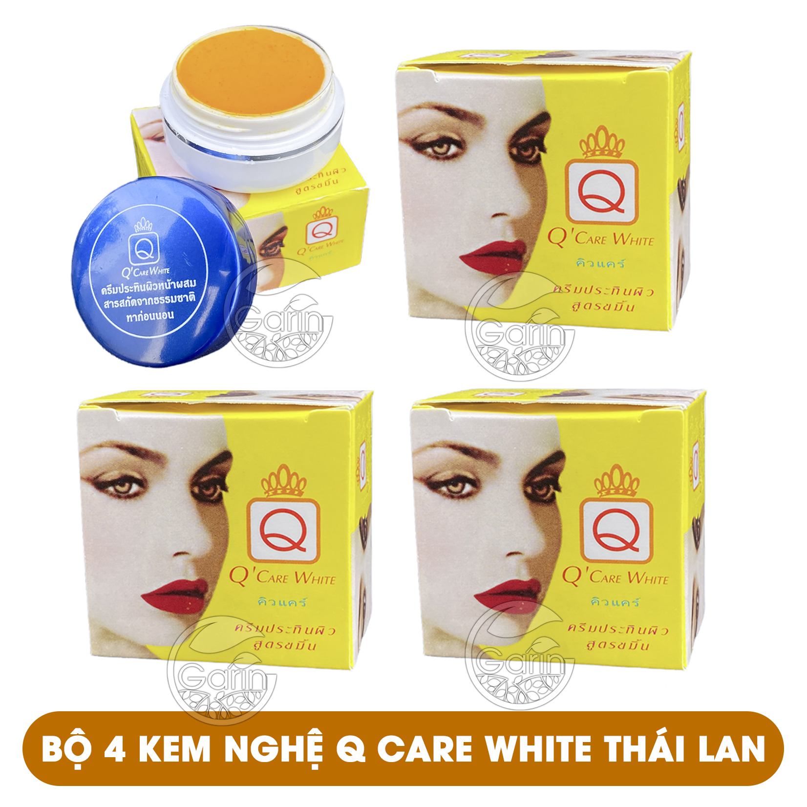Bộ 4 hộp kem nghệ q care white Thái Lan (5g x 4) giúp hết mụn mờ nám tàn nhang cho làn da trắng hồng và căng mịn Mỹ Phẩm Sỉ Emer