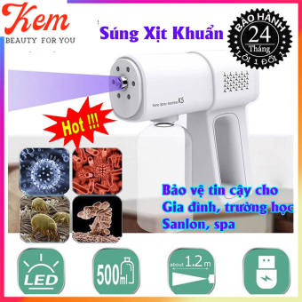 Máy Phun Nano - Súng Xịt Khử Khuẩn cầm tay Nano K5 pro Súng phun cồn sát trùng kết hợp tia UV PRO tiêu diệt vi khuẩn đến 99% covid với 3 chế độ, an toàn sử dụng cho mọi gia đình phù hợp trong mùa dịch