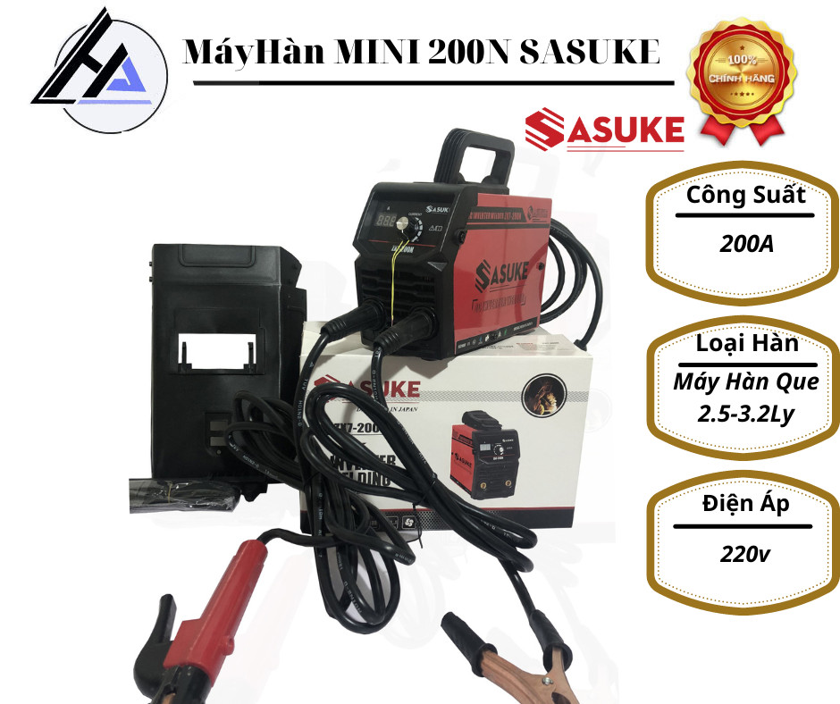 Máy hàn mini sasuke điện tử inverter mini sasuke zx7-200n-chuyên que 2.5ly-bảo hành 12 tháng