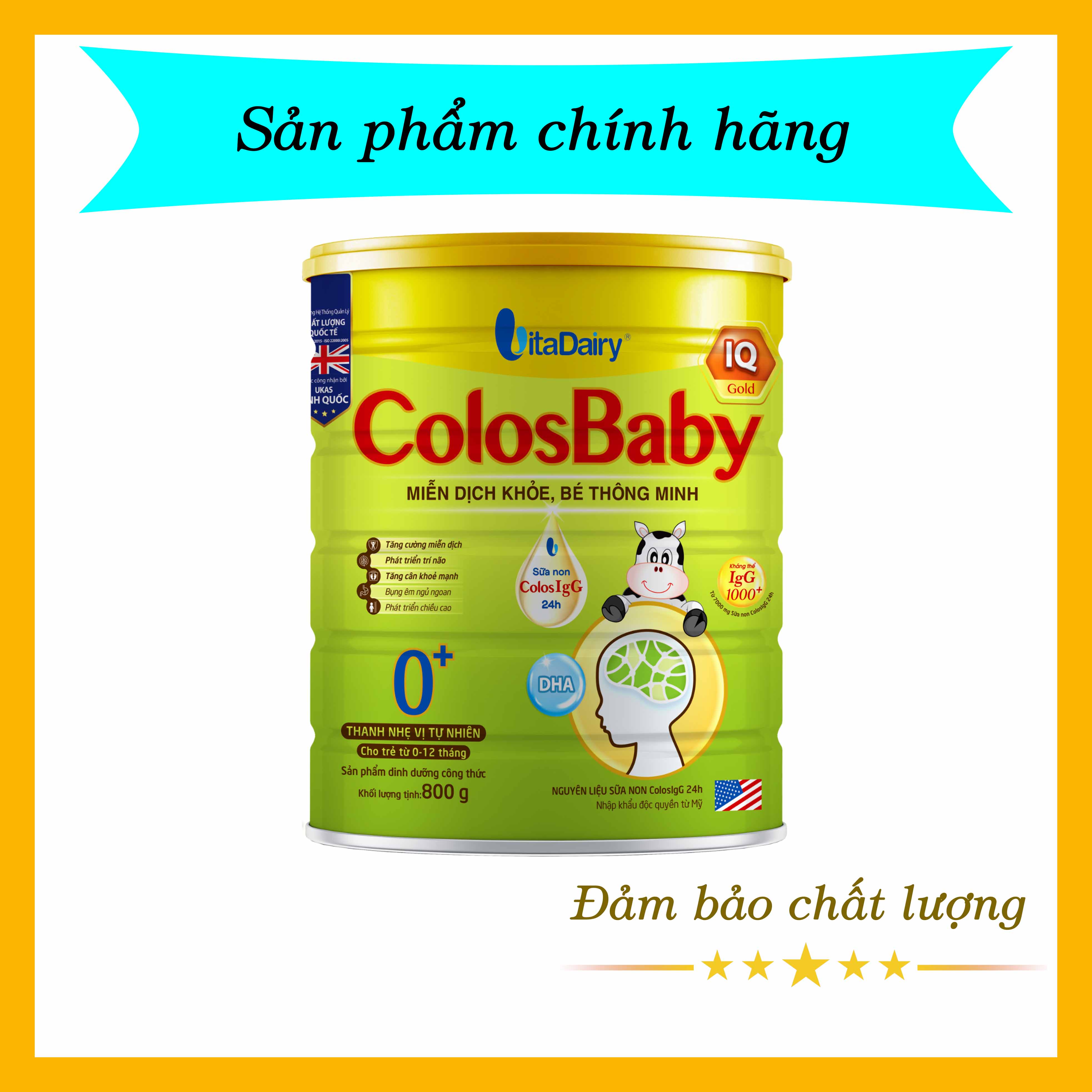 Sữa colosbaby iq gold 0+ lon 800g - miễn dịch khỏe, bé thông minh